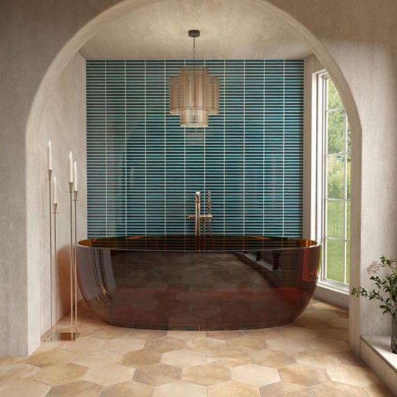 Mosaic Tile Marazzi - Cotto Revival - Bay Crackle Stacked 1x6 Mosaic Tile Marazzi