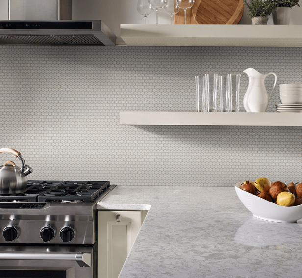 Porcelain Tile MSI - Domino - Gray Glossy - Penny Round Mosaic Tile MSI International