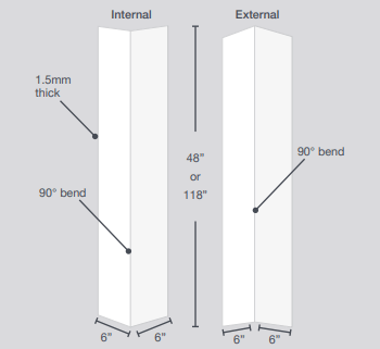 PVC Altro - Fortis Titanium 15 - Pre-Fabricated External Corner - 6"x6"x118" Altro