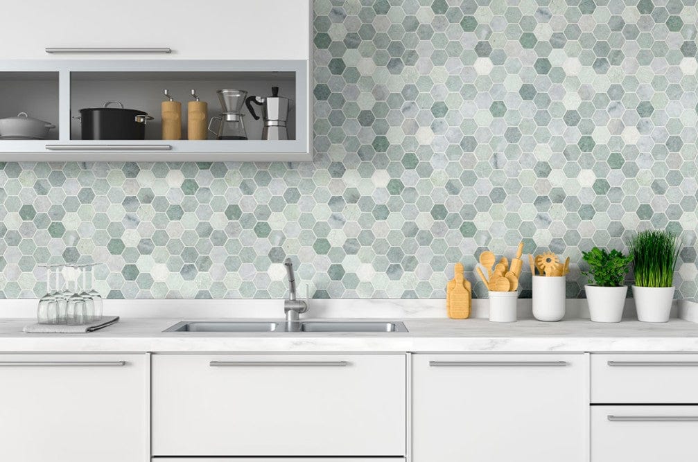 Tile MSI - Icelandic Green 2" Hexagon Mosaic Tile MSI
