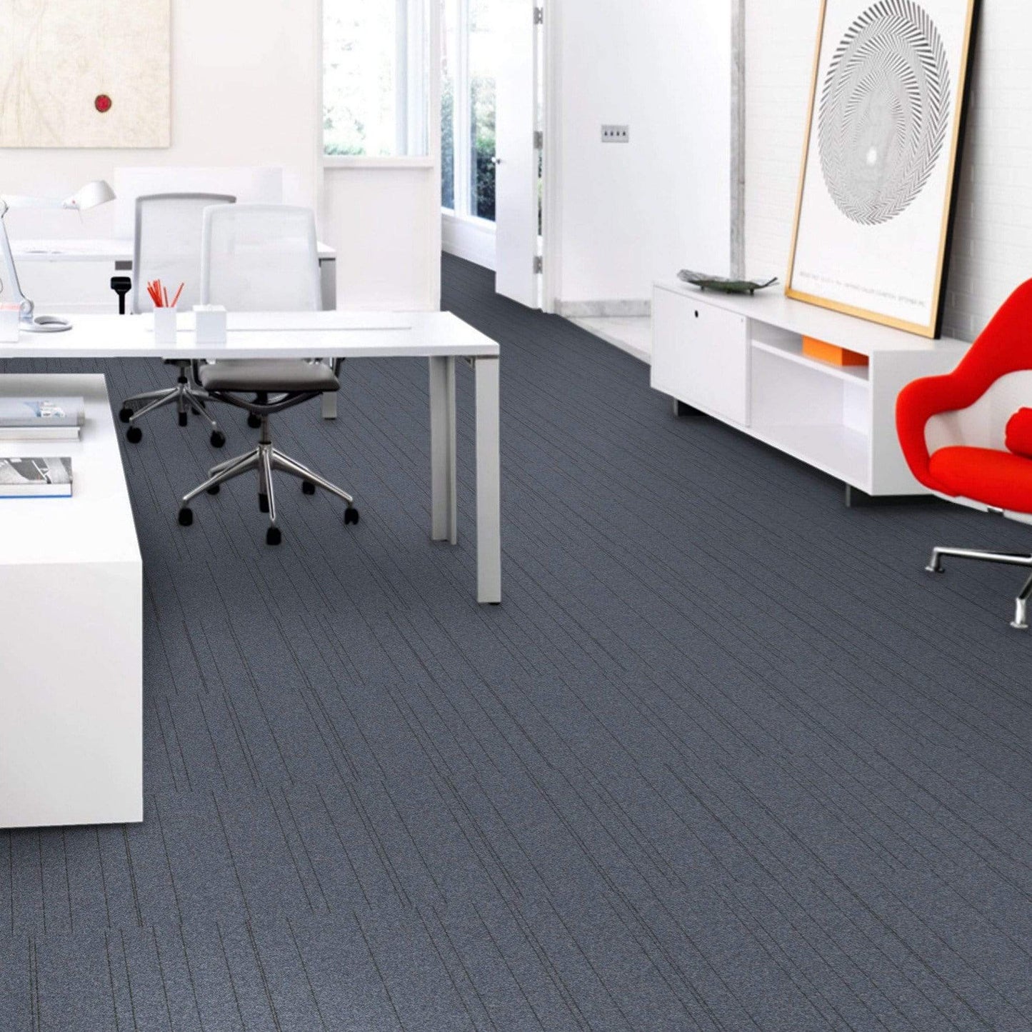 Aladdin Ruler Breaker Stripe 589 Cobalt Carpet Tile
