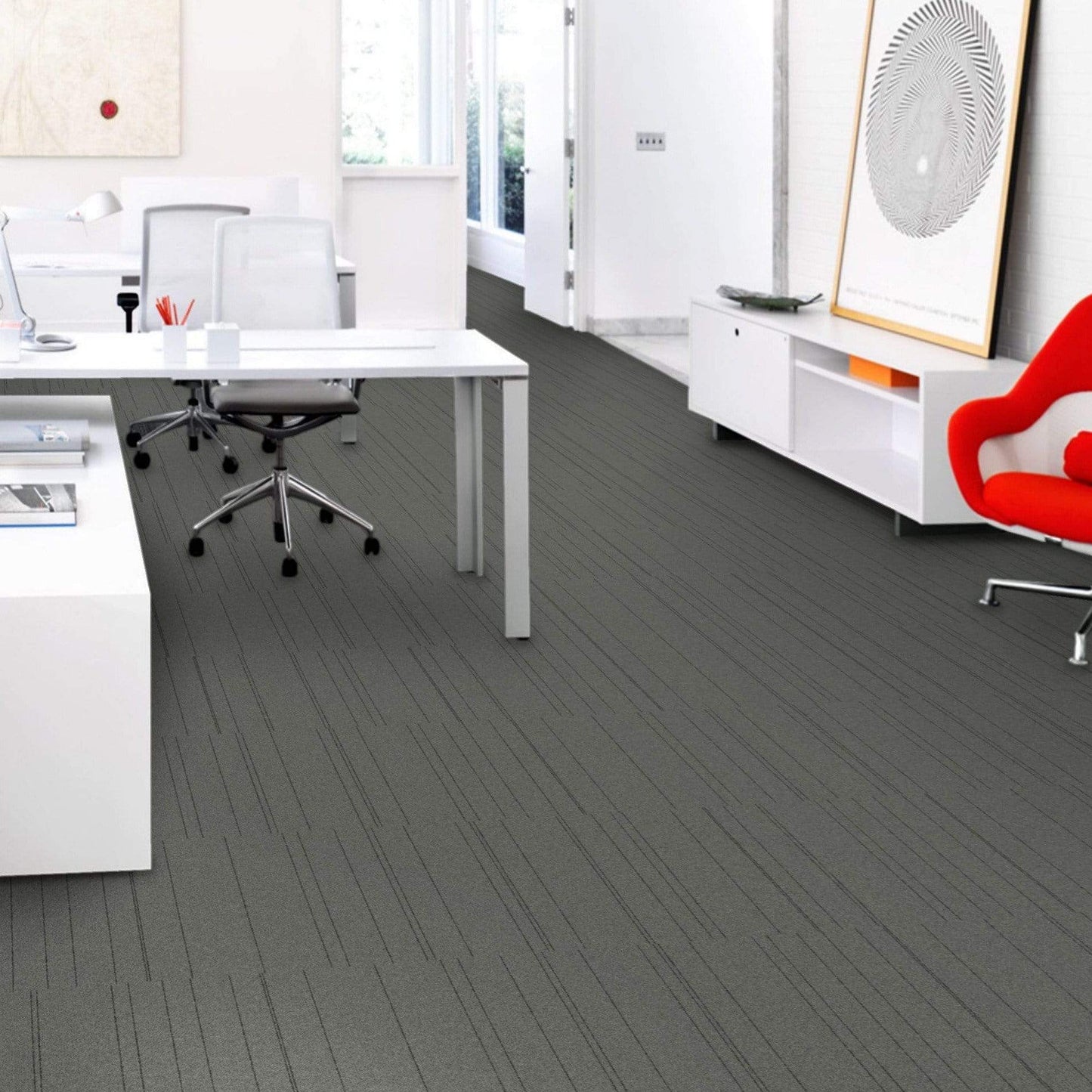 Aladdin Ruler Breaker Stripe 949 Pewter Carpet Tile