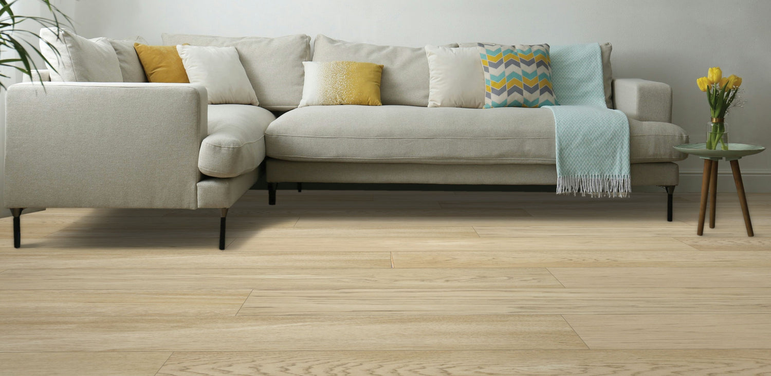 Living room with hardwood