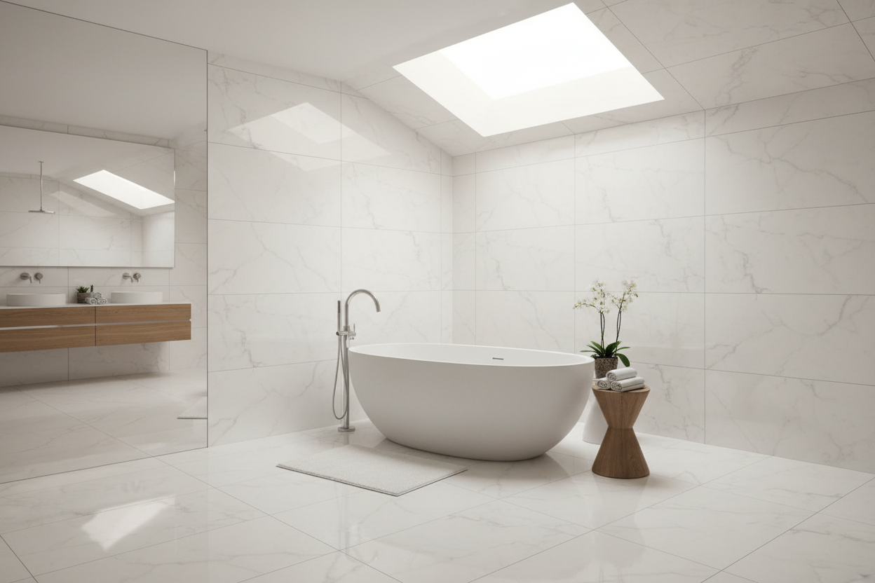 Large-format porcelain bathroom