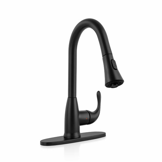 Bathroom Faucet MSI - 1-Handle Pull-Down Sprayer Kitchen Faucet with Deckplate - 803 Matte Black MSI