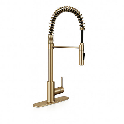 Bathroom Faucet MSI - 1-Handle Pull-Down Sprayer Kitchen Faucet with deckplate - 804 Gold MSI