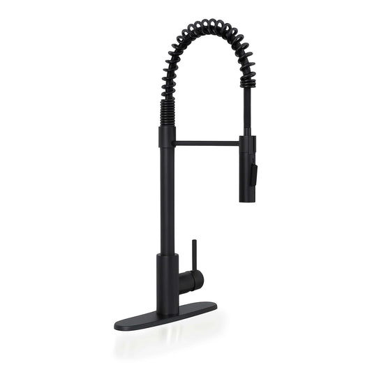Bathroom Faucet MSI - 1-Handle Pull-Down Sprayer Kitchen Faucet with deckplate - 804 Matte Black MSI
