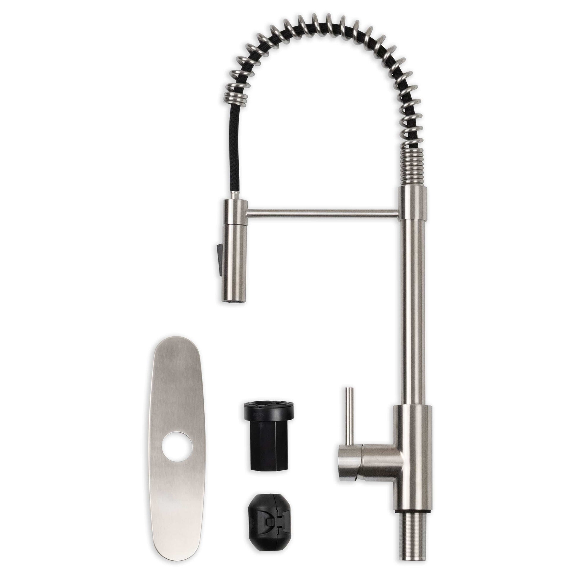 Bathroom Faucet MSI - 1-Handle Pull-Down Sprayer Kitchen Faucet with Deckplate - 804 Nickel-Brushed MSI