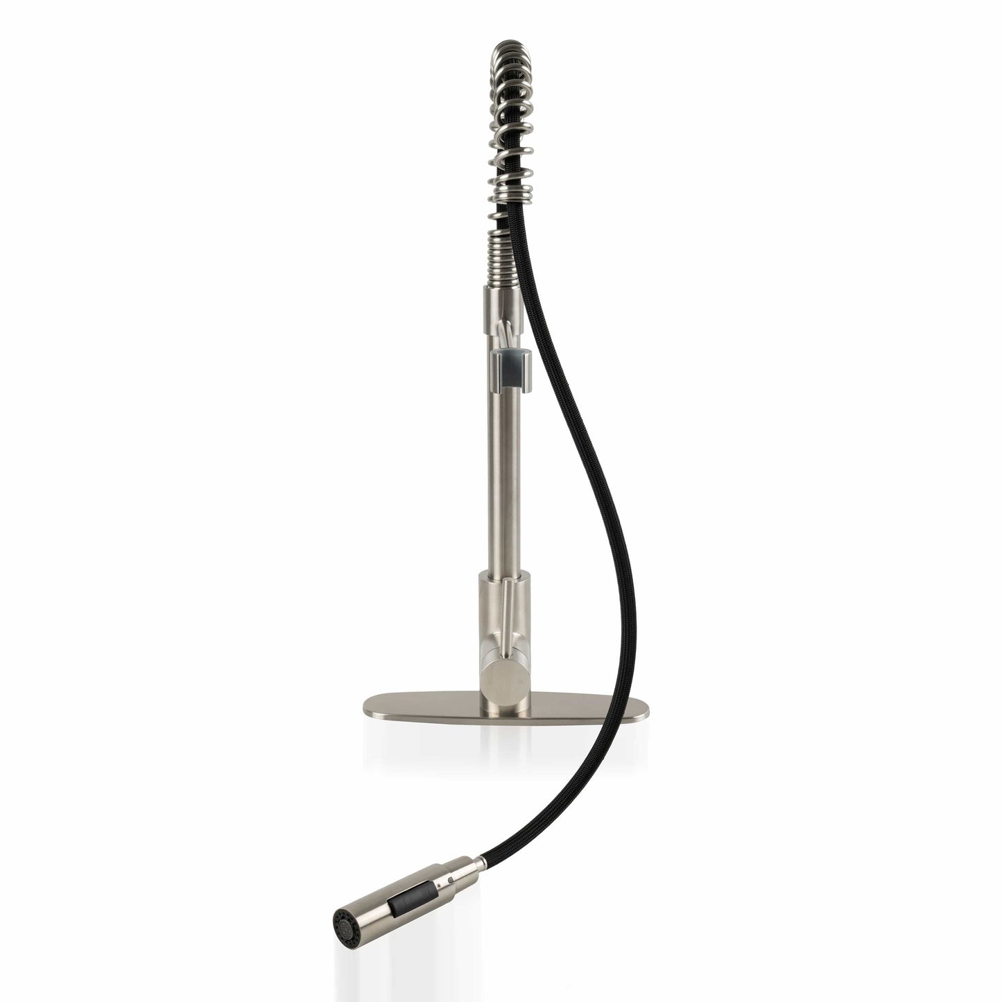 Bathroom Faucet MSI - 1-Handle Pull-Down Sprayer Kitchen Faucet with Deckplate - 804 Nickel-Brushed MSI