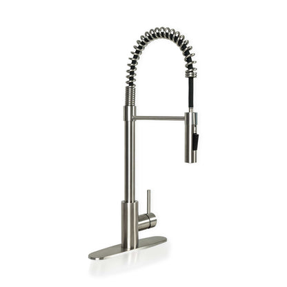 Bathroom Faucet MSI - 1-Handle Pull-Down Sprayer Kitchen Faucet with Deckplate - 804 Nickel-Brushed MSI