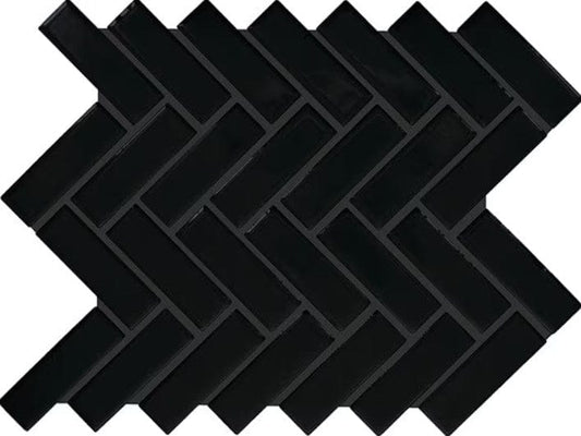 Ceramic Tile Daltile - Color Wheel Mosaic - Black 1x3 Herringbone Box Daltile