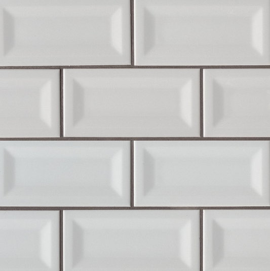 Ceramic Tile MSI - Domino - Gray Glossy - Inverted Beveled Subway Tile 3x6 MSI International