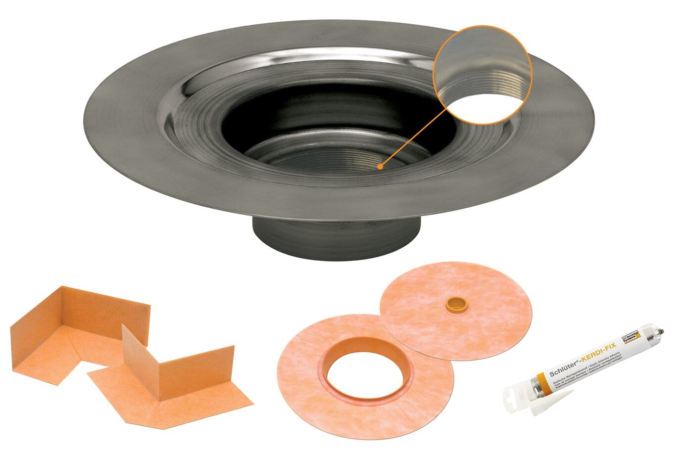 Drain Schluter® - KERDI-DRAIN - Flanges with Vertical Outlets Schluter