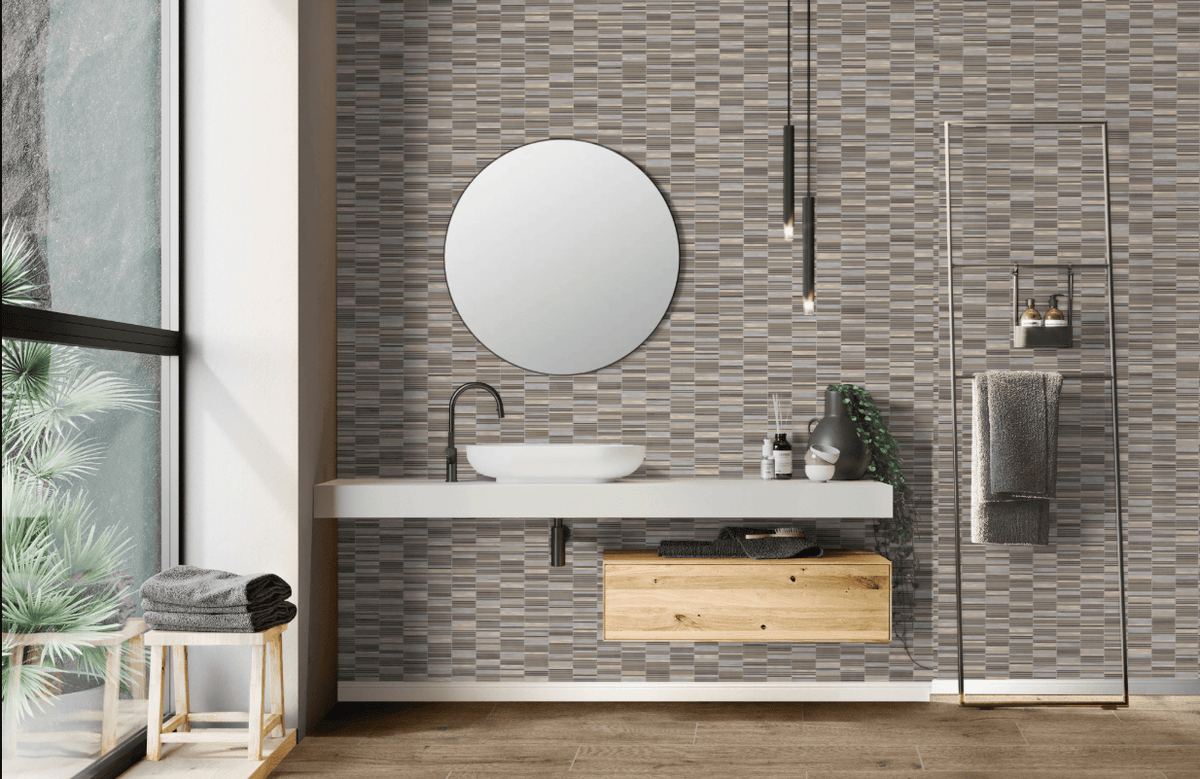 Mosaic Tile Daltile - Lucent Skies - Crimson Dusk - Mosaic - Tile - 3/8 x 4 Daltile