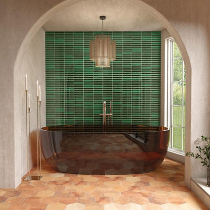 Mosaic Tile Marazzi - Cotto Revival - Clover Crackle Stacked 1x6 Mosaic Tile Marazzi