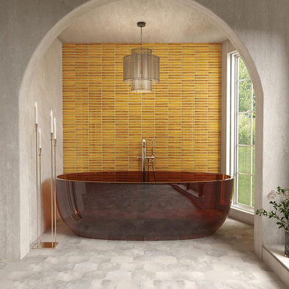 Mosaic Tile Marazzi - Cotto Revival - Pollen Crackle Stacked 1x6 Mosaic Tile Marazzi