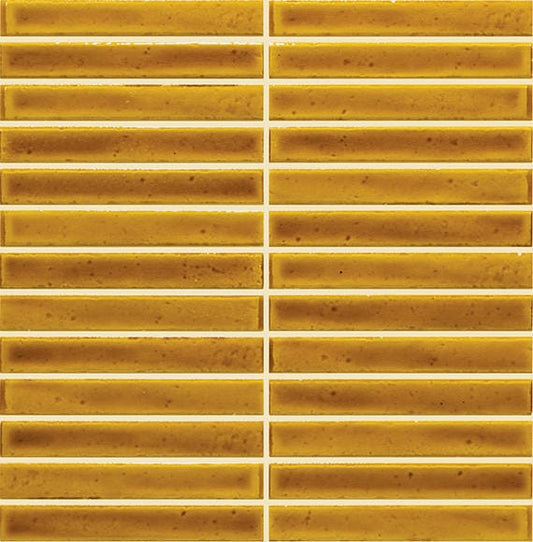 Mosaic Tile Marazzi - Cotto Revival - Pollen Crackle Stacked 1x6 Mosaic Tile Marazzi
