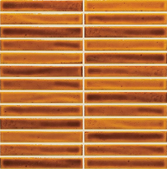 Mosaic Tile Marazzi - Cotto Revival - Spice Crackle Stacked 1x6 Mosaic Tile Marazzi