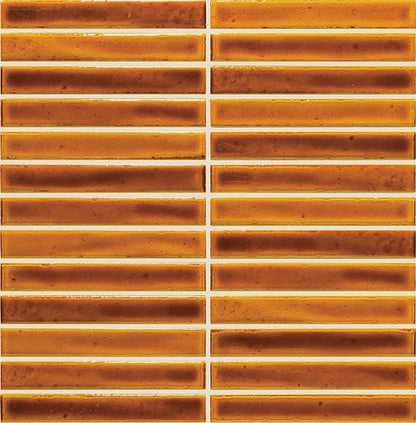 Mosaic Tile Marazzi - Cotto Revival - Spice Crackle Stacked 1x6 Mosaic Tile Marazzi