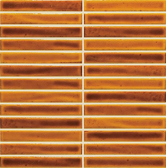 Mosaic Tile Marazzi - Cotto Revival - Spice Crackle Stacked 1x6 Mosaic Tile Marazzi