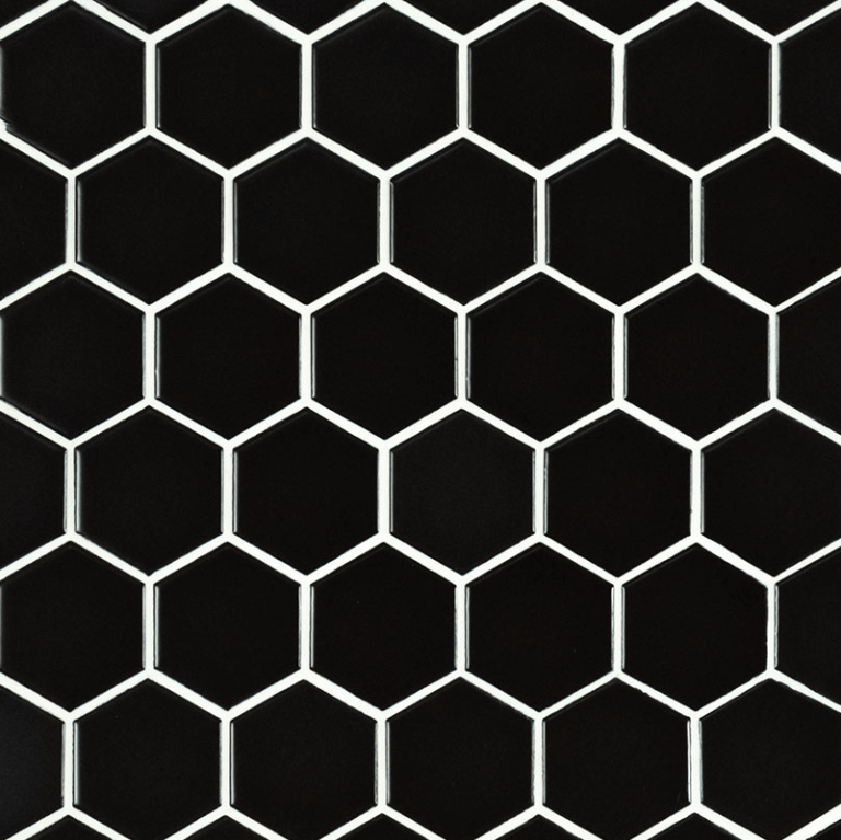 Porcelain Tile MSI - Domino - Black Matte - 2" Hexagon Mosaic Tile MSI International
