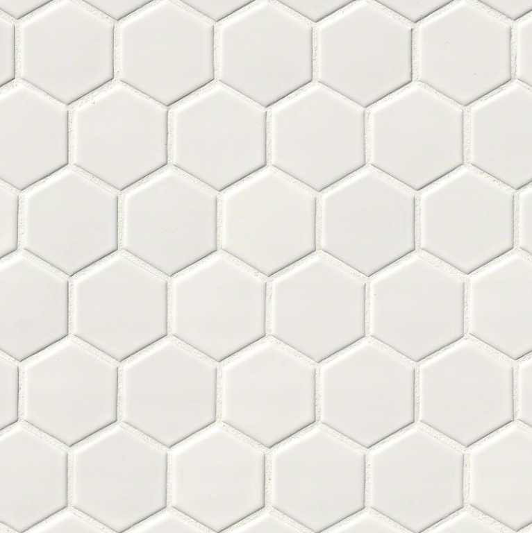 Porcelain Tile MSI - Domino - White Glossy - 2" Hexagon Mosaic Tile MSI International