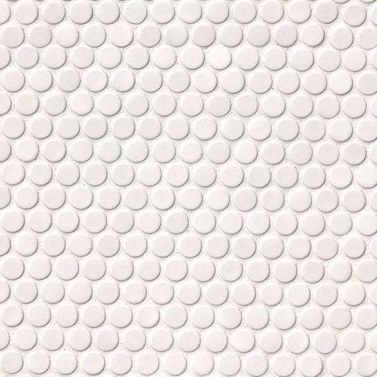 Porcelain Tile MSI - Domino - White Glossy - Penny Round Mosaic Tile MSI International