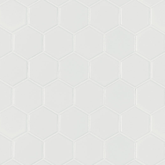 Porcelain Tile MSI - Domino - White Matte - 2" Hexagon Mosaic Tile MSI International