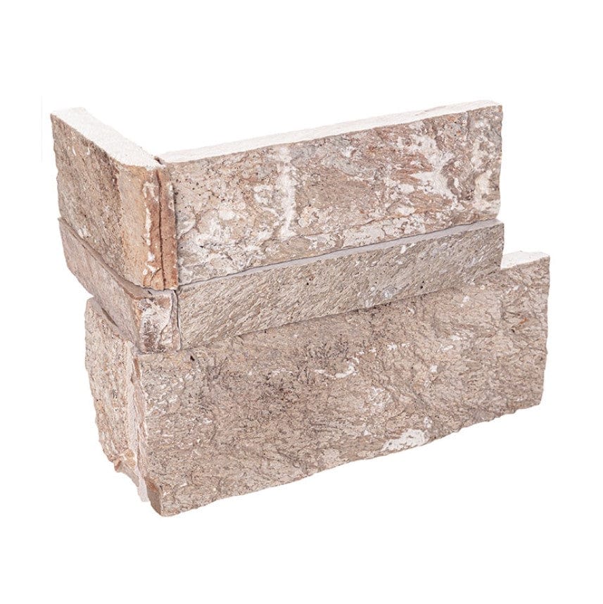 Corner Stack Masonry MSI XL RockMount Stacked Stone Golden White 9x18 Corner