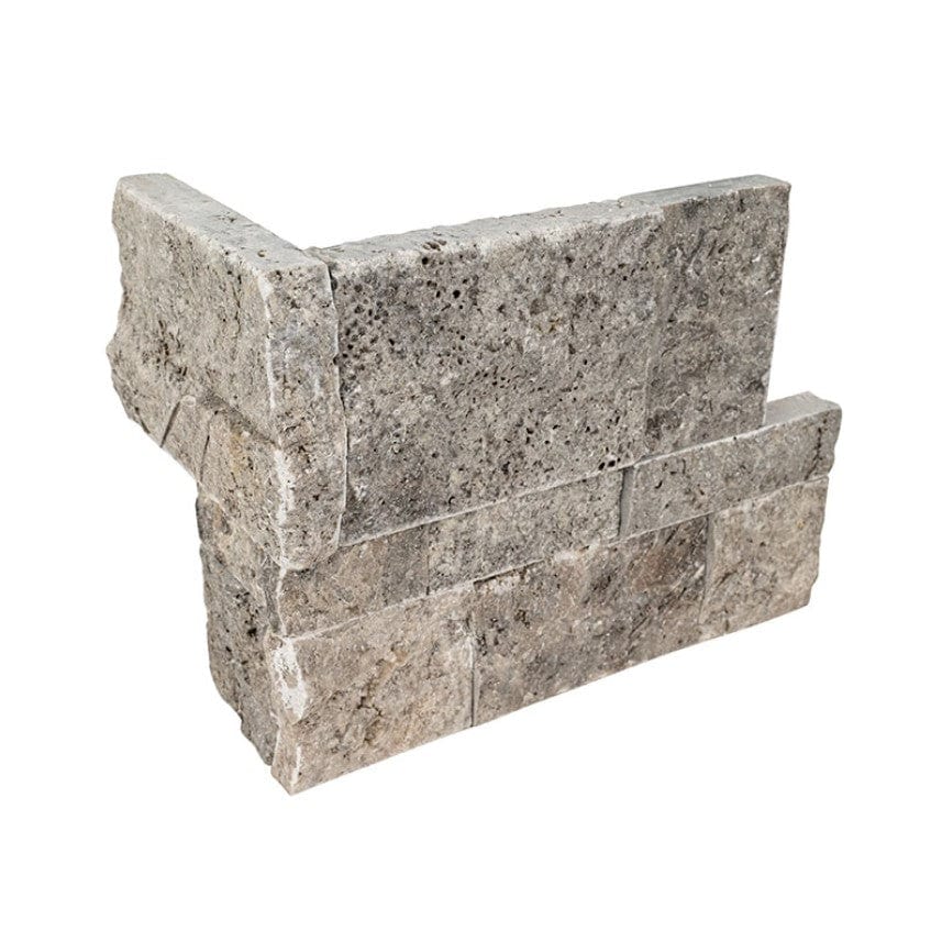 Travertine Stone Rocks MSI XL RockMount Stacked Stone Silver Travertine 9x18 Corner