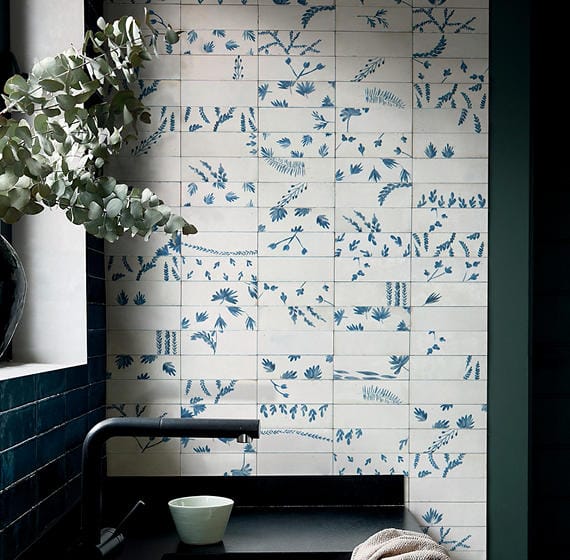 Tile Marazzi - Rice - Bianco Deco Leaf Rectangle 2x6 Glossy - Tile Marazzi