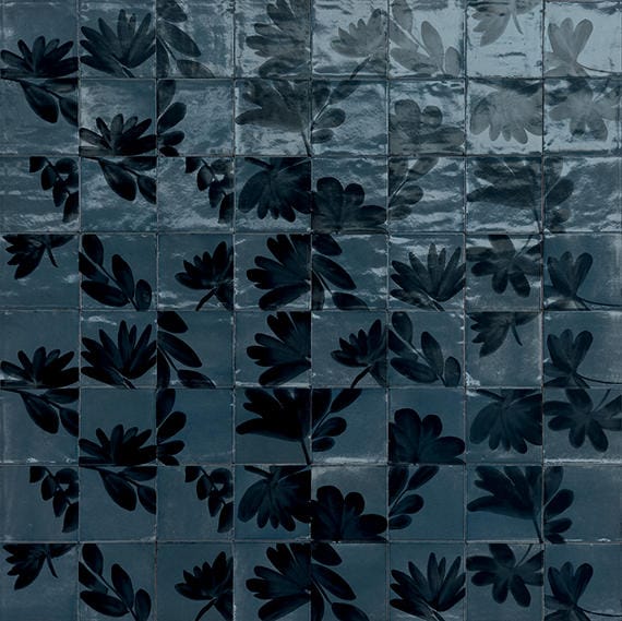 Tile Marazzi - Rice - Blu Deco Blossom Square 6x6 Glossy - Tile Marazzi