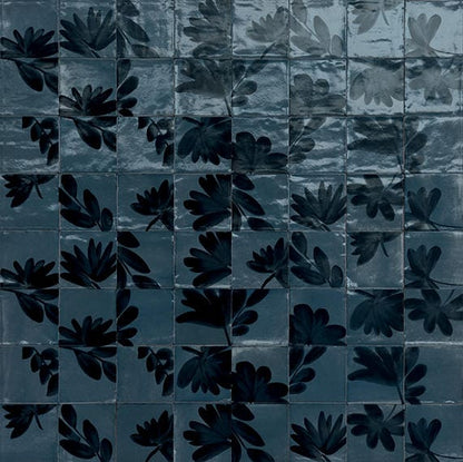 Tile Marazzi - Rice - Blu Deco Blossom Square 6x6 Glossy - Tile Marazzi