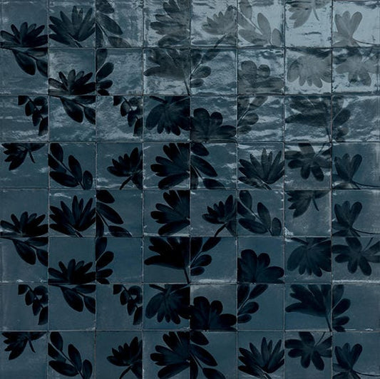 Tile Marazzi - Rice - Blu Deco Blossom Square 6x6 Glossy - Tile Marazzi