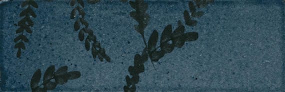 Tile Marazzi - Rice - Blu Deco Leaf Rectangle 2x6 Glossy - Tile Marazzi