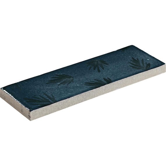 Tile Marazzi - Rice - Blu Deco Leaf Rectangle 2x6 Glossy - Tile Marazzi