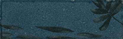 Tile Marazzi - Rice - Blu Deco Leaf Rectangle 2x6 Glossy - Tile Marazzi