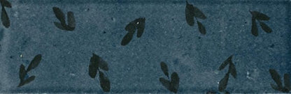 Tile Marazzi - Rice - Blu Deco Leaf Rectangle 2x6 Glossy - Tile Marazzi