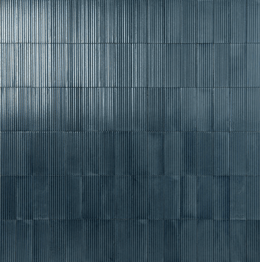 Tile Marazzi - Rice - Blu Structure Rectangle 3x8 Raked Glossy - Tile Marazzi