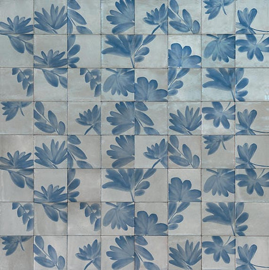 Tile Marazzi - Rice - Grigio Deco Blossom Square 6x6 Glossy - Tile Marazzi