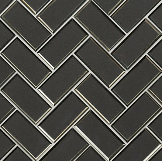 Tile MSI - Metallic Gray Bevel Herringbone Tile MSI