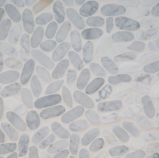 Tile MSI - Rio Lago - Sliced Carrara White Pebble MSI