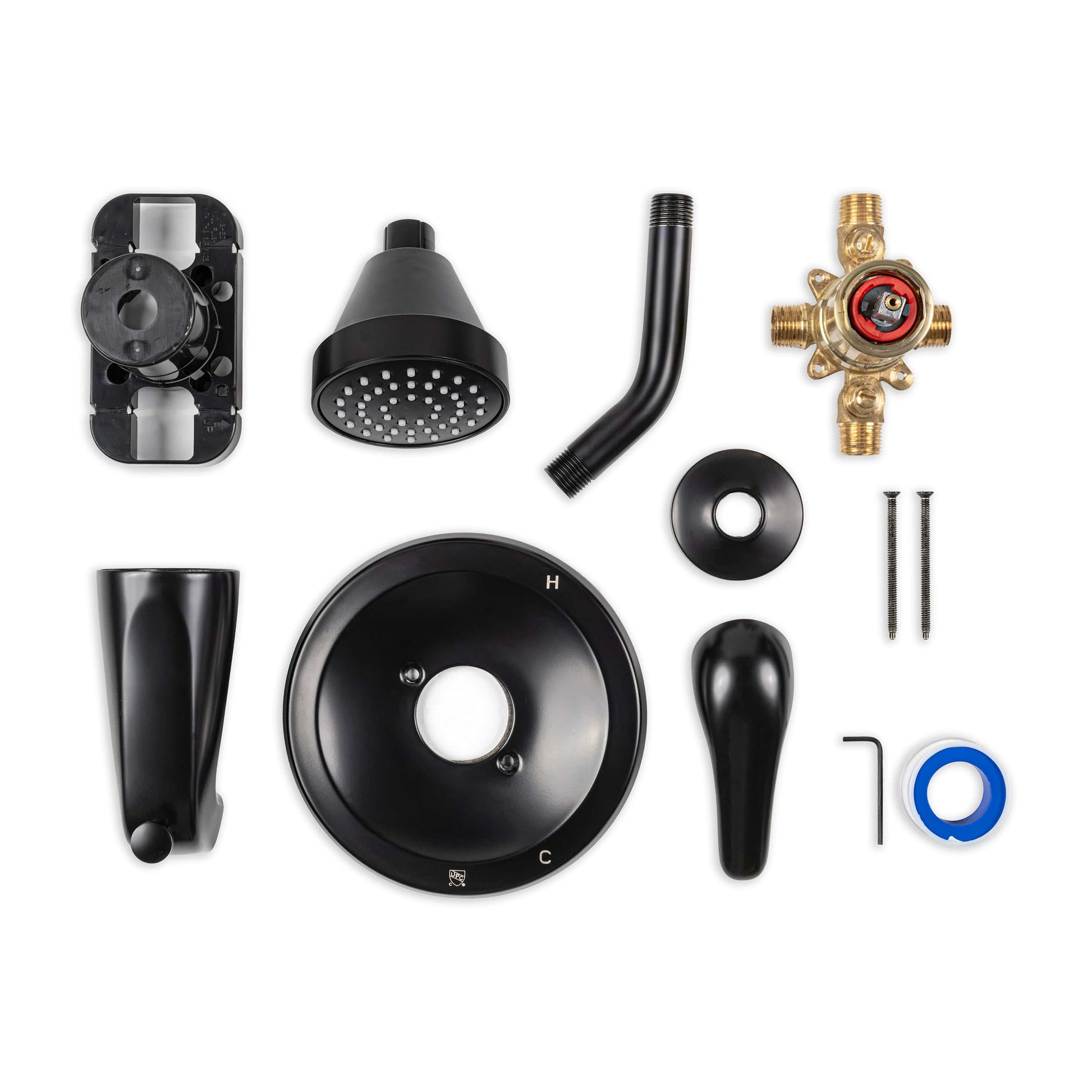 Tub & Shower Faucet MSI - 1-Handle 1-Spray Tub and Shower Faucet with Pressure Balance Valve - 608 Matte Black MSI
