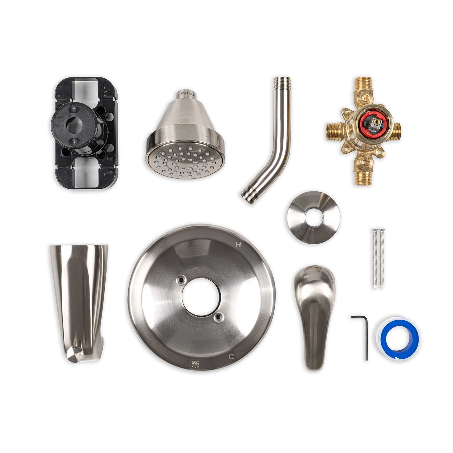 Tub & Shower Faucet MSI - 1-Handle 1-Spray Tub and Shower Faucet with Pressure Balance Valve - 608 Nickel Brushed MSI