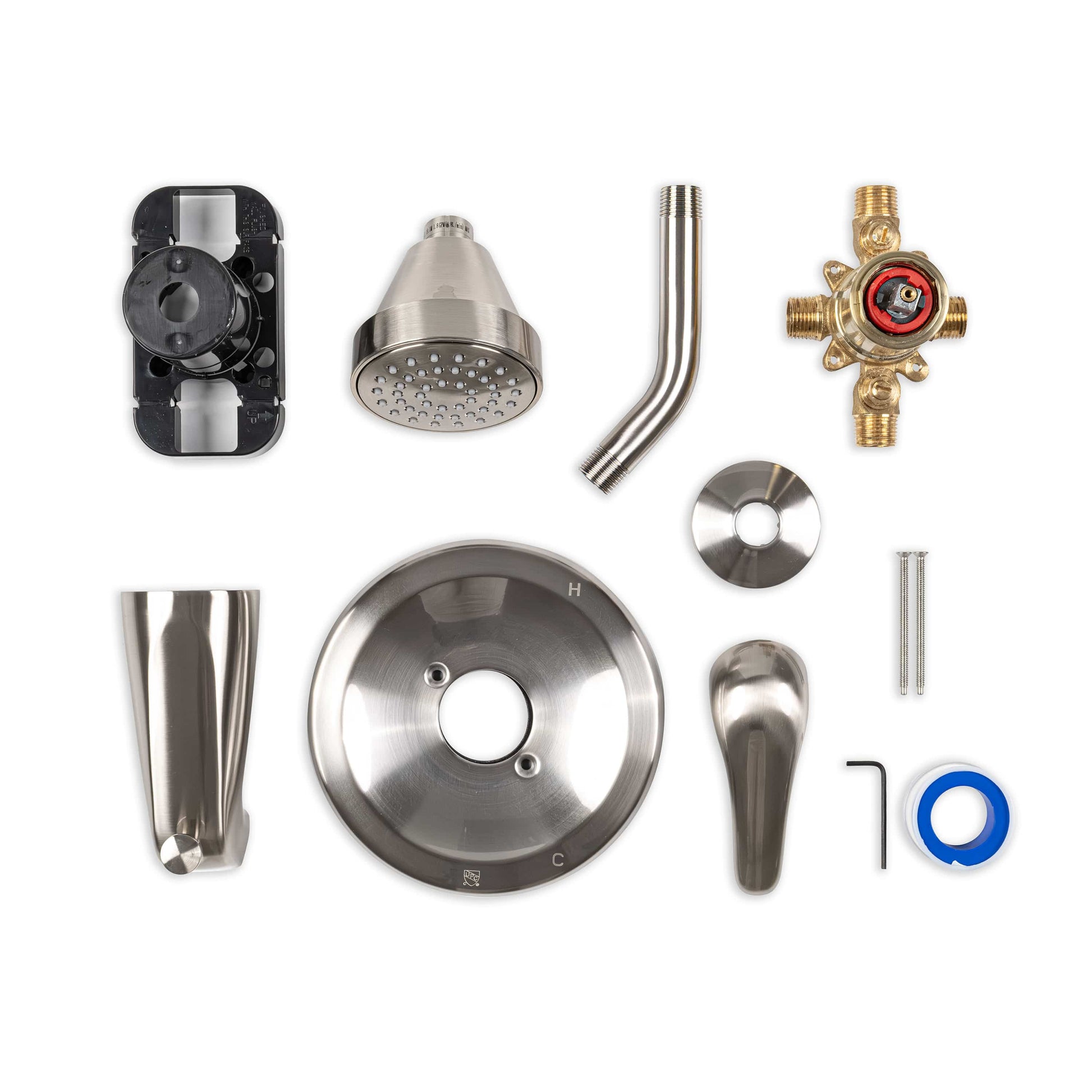 Tub & Shower Faucet MSI - 1-Handle 1-Spray Tub and Shower Faucet with Pressure Balance Valve - 608 Nickel Brushed MSI