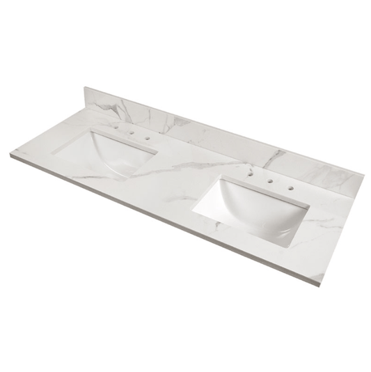 Vanity Top MSI - Calacatta Nowy 61x22 Double Bowl Polished MSI