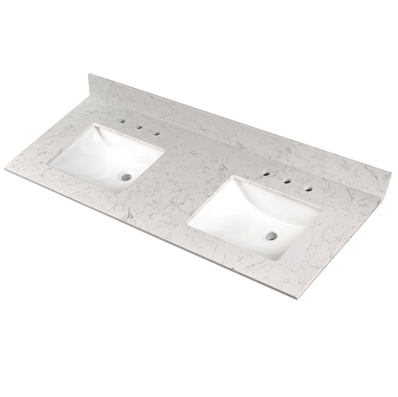 Vanity Top MSI - Carrara Sky 61x22 Double Bowl Polished Vanity Top MSI