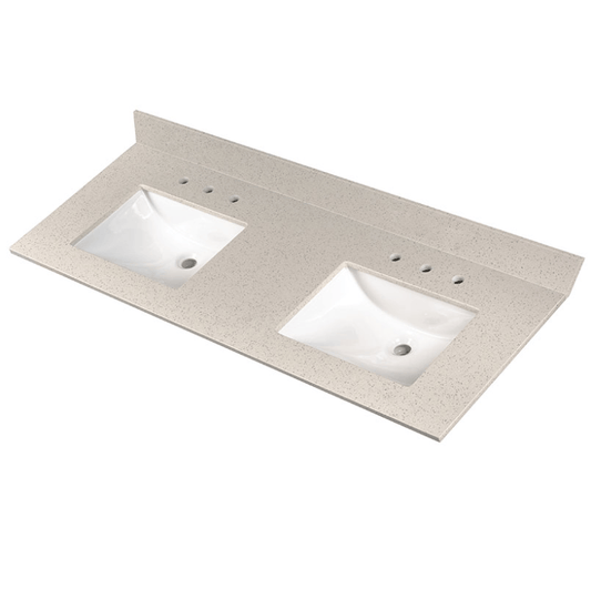 Vanity Top MSI - Iced White 61x22 Double Bowl Polished Vanity Top MSI
