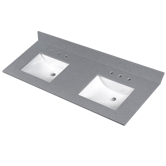 Vanity Top MSI - Sparkling Gray 61x22 Double Bowl Polished Vanity Top MSI